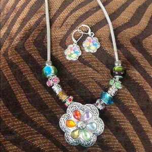 Hand crafted floral necklace and matching earrings